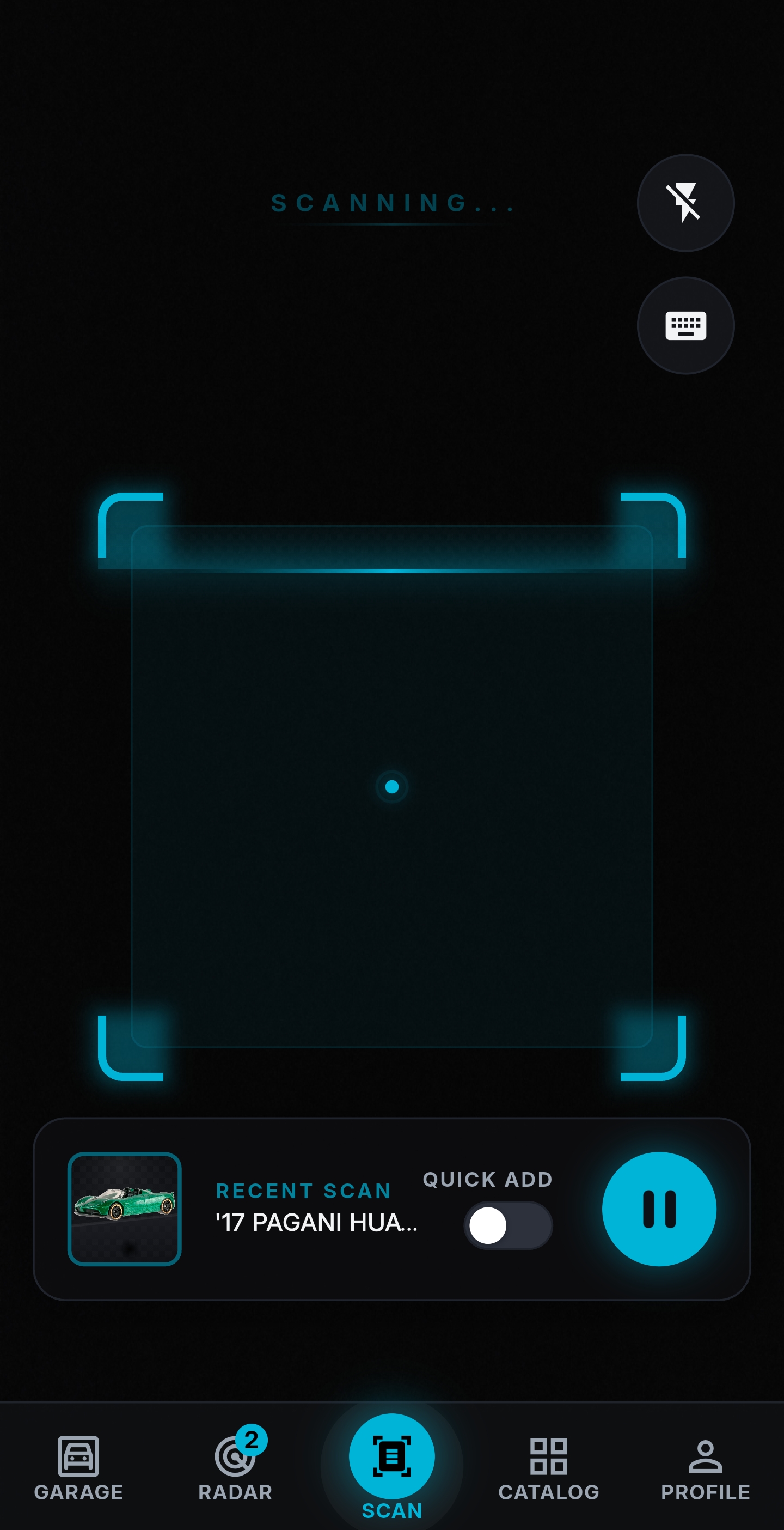 WheelieDex Scanner Screen